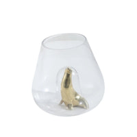 Glasvase - für Dekoration - Glas Gefäss, Runde große Deko Vase Sea Lion