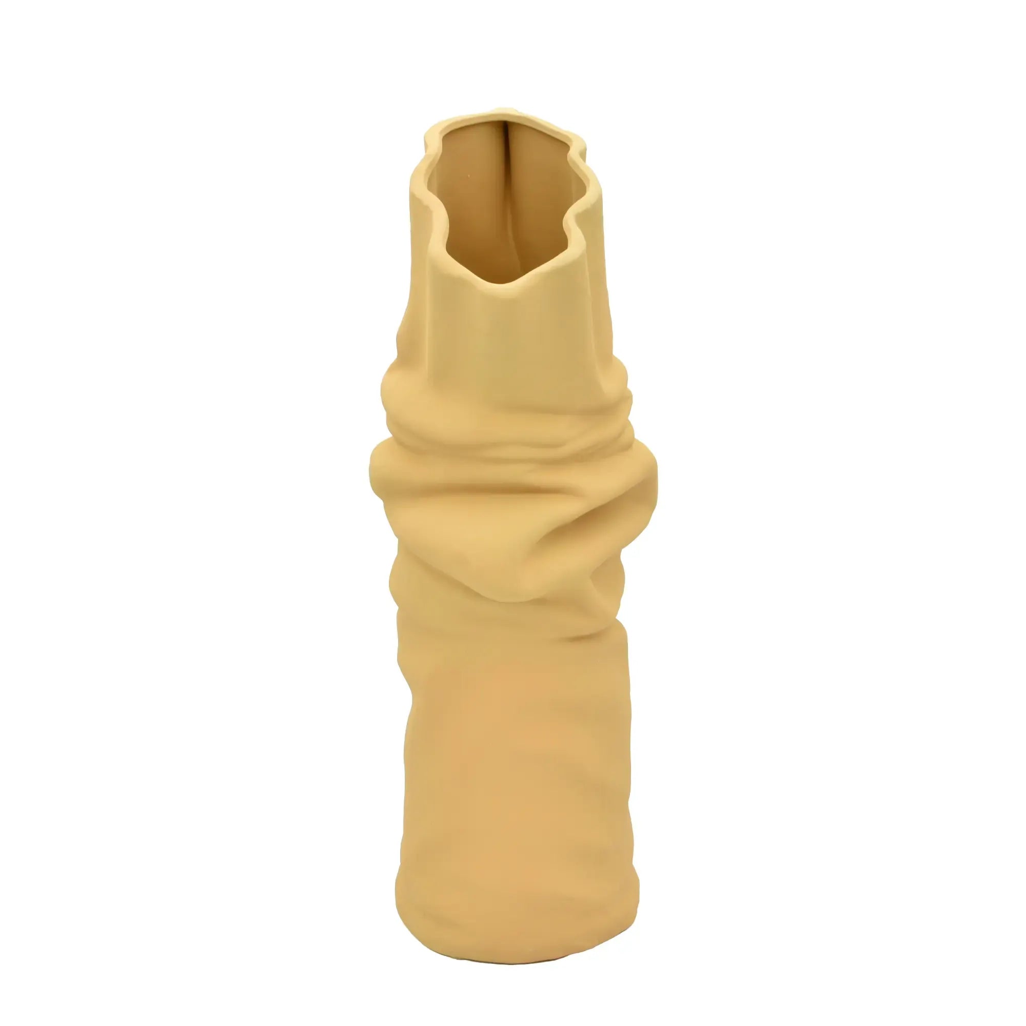 Keramikvase - handgemachte Designvase - Skulpturale Standvase Ondula Terrae Beige