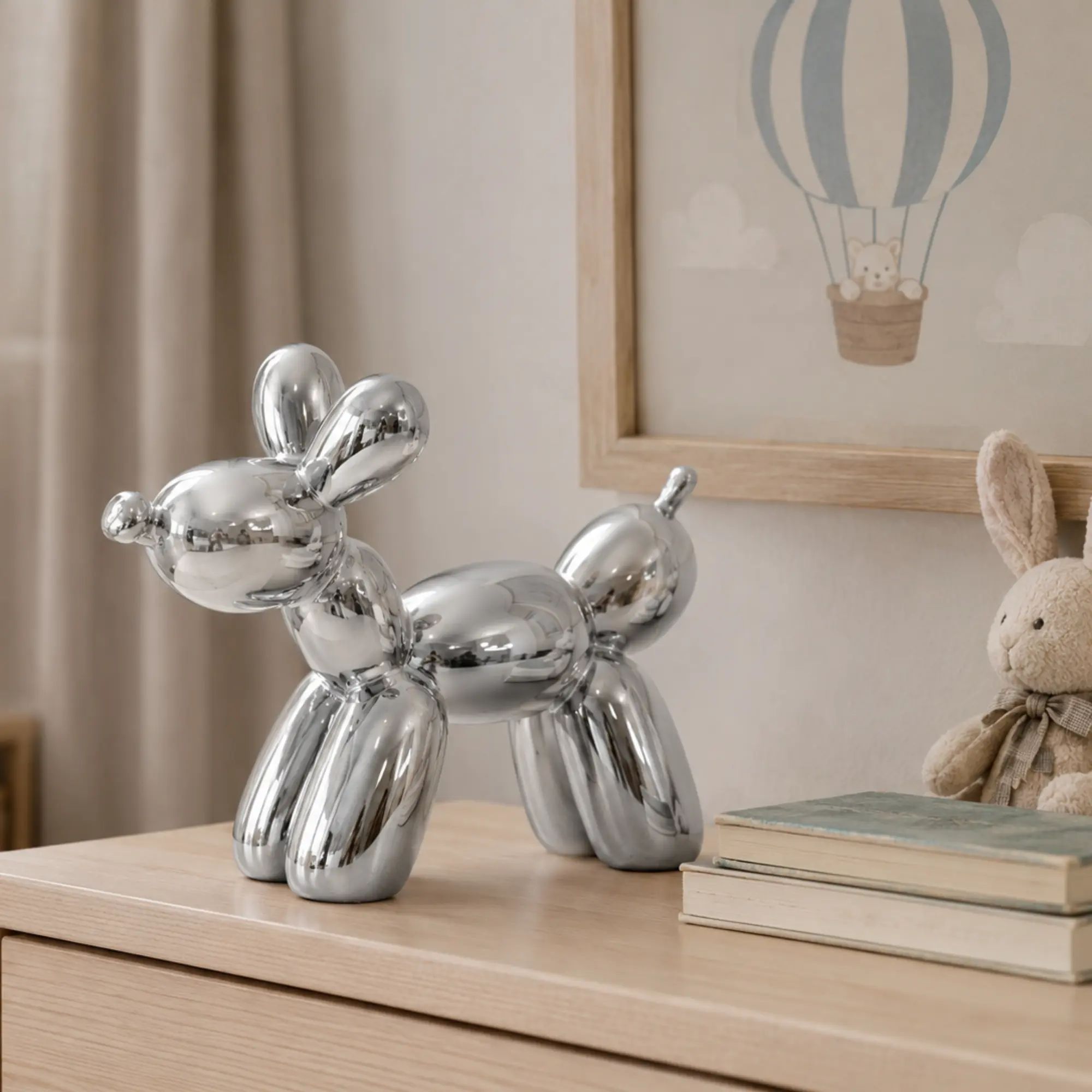 Tierfigur - Skulptur glänzende Ballonhund-Dekoration – Metall Deko-Objekt in Chrom-Optik Ludique Canis Nan