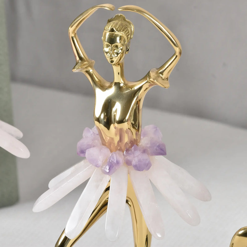 Dekofigur Ballerina – Edle Tänzerin Skulptur stehend – Regal Dekoobjekt in Gold