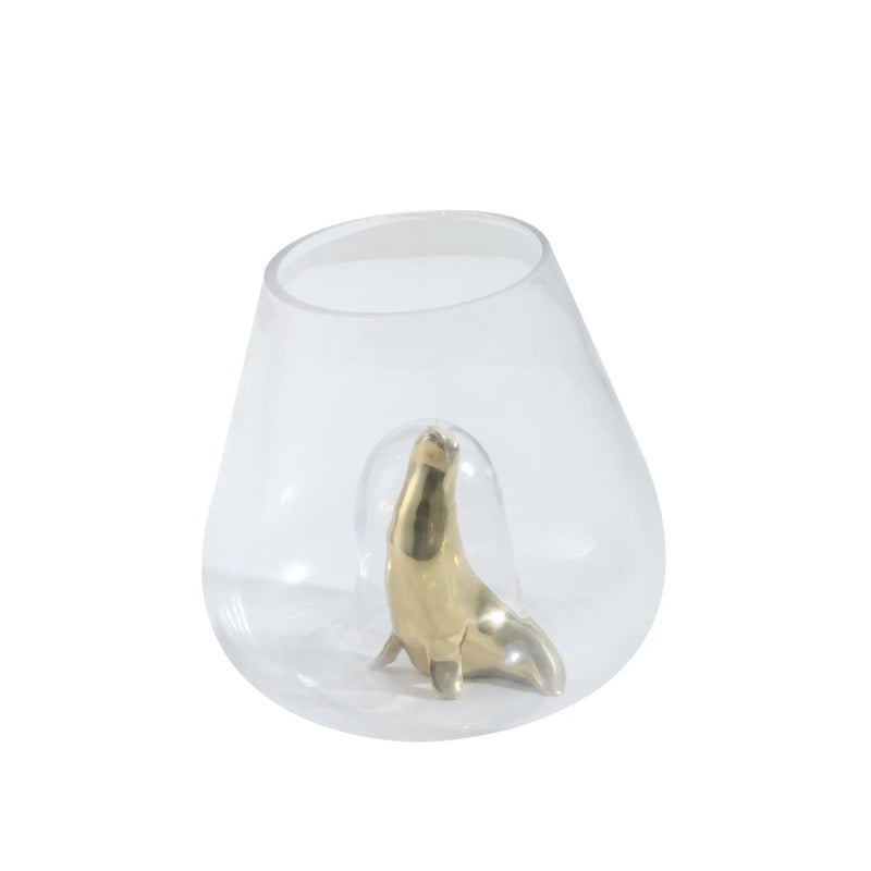 Glasvase - für Dekoration - Glas Gefäss, Runde große Deko Vase Sea Lion