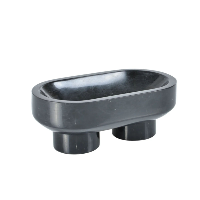 Marmorschale - oval mit Fuß - Massive Steinschale Design Deko-Schale Obsidian Tray