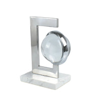 Dekoobjekt - auf Marmorsockel - Metall Deko-Objekt mit Glas-Kristallkugel Alieni