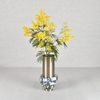 Edelstahlvase - mit Marmor - Runde Designervase Gebürstet Noble