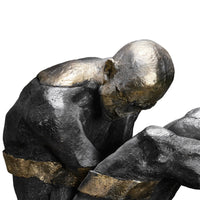 Kunststein-Skulptur - gebeugte Menschenfigur - Kunststein auf Sockel Human Arc