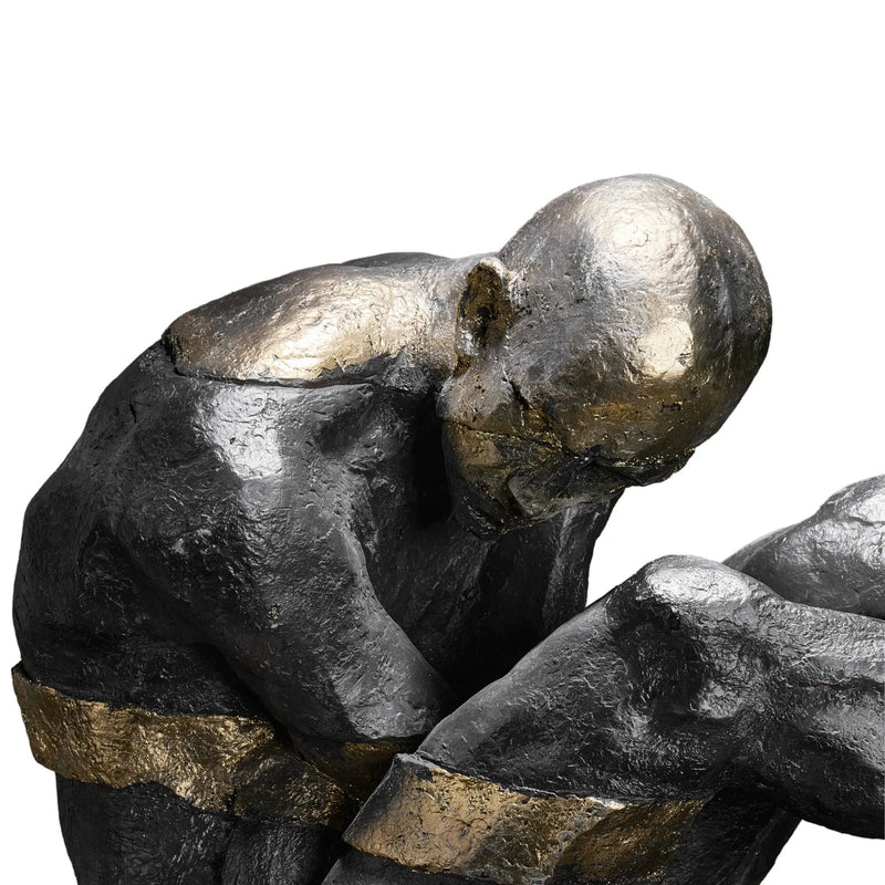 Kunststein-Skulptur - gebeugte Menschenfigur - Kunststein auf Sockel Human Arc