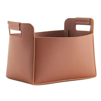 Aufbewahrungskorb - Lederkorb Organizer – Glatte Lederoptik – Aufbewahrungkorb mit Cut-out-Griffen Arca