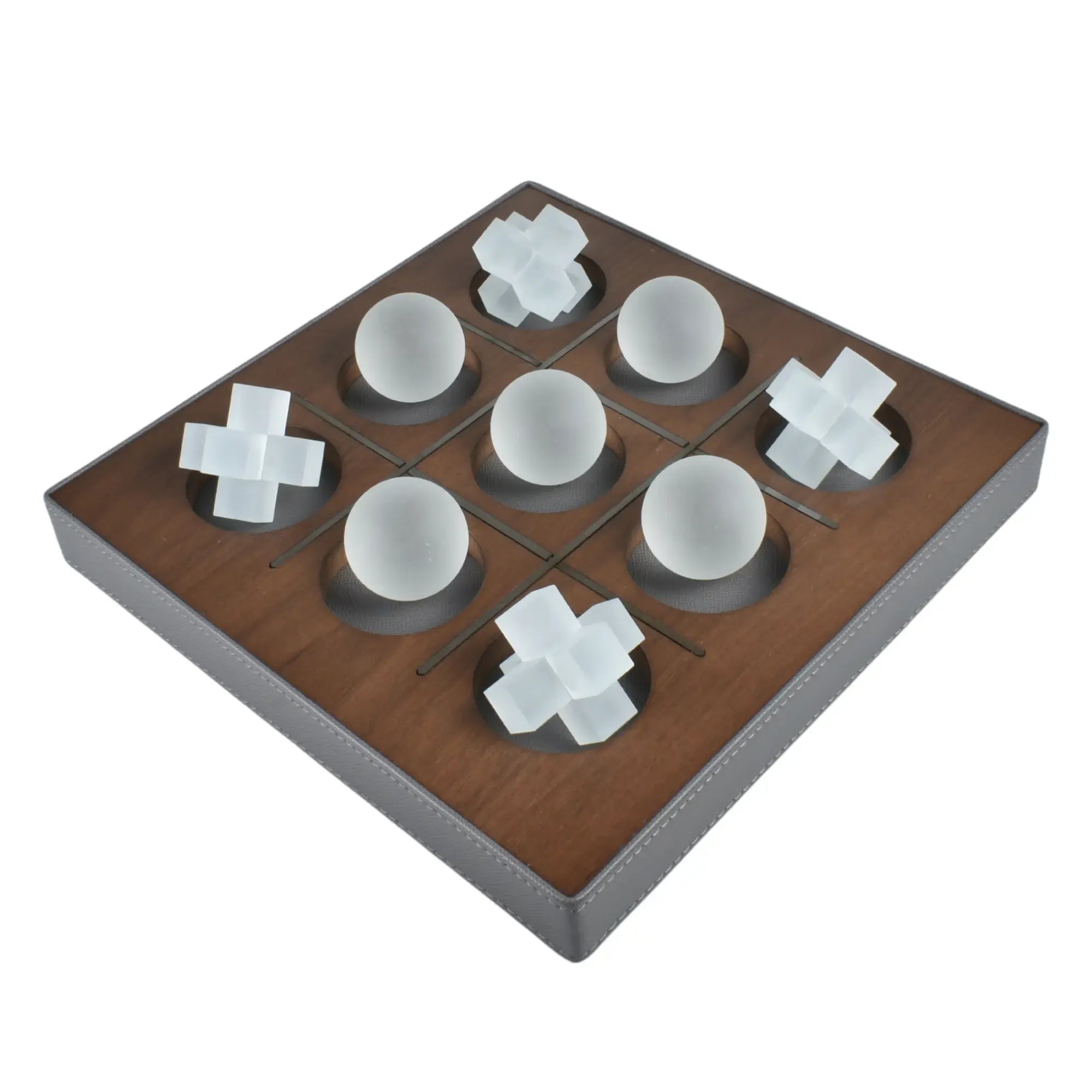 Tischspiel - Tic-Tac-Toe-Spiel - Glasfiguren Drei-Gewinnt-Set Brettspiel Aurora Luxe