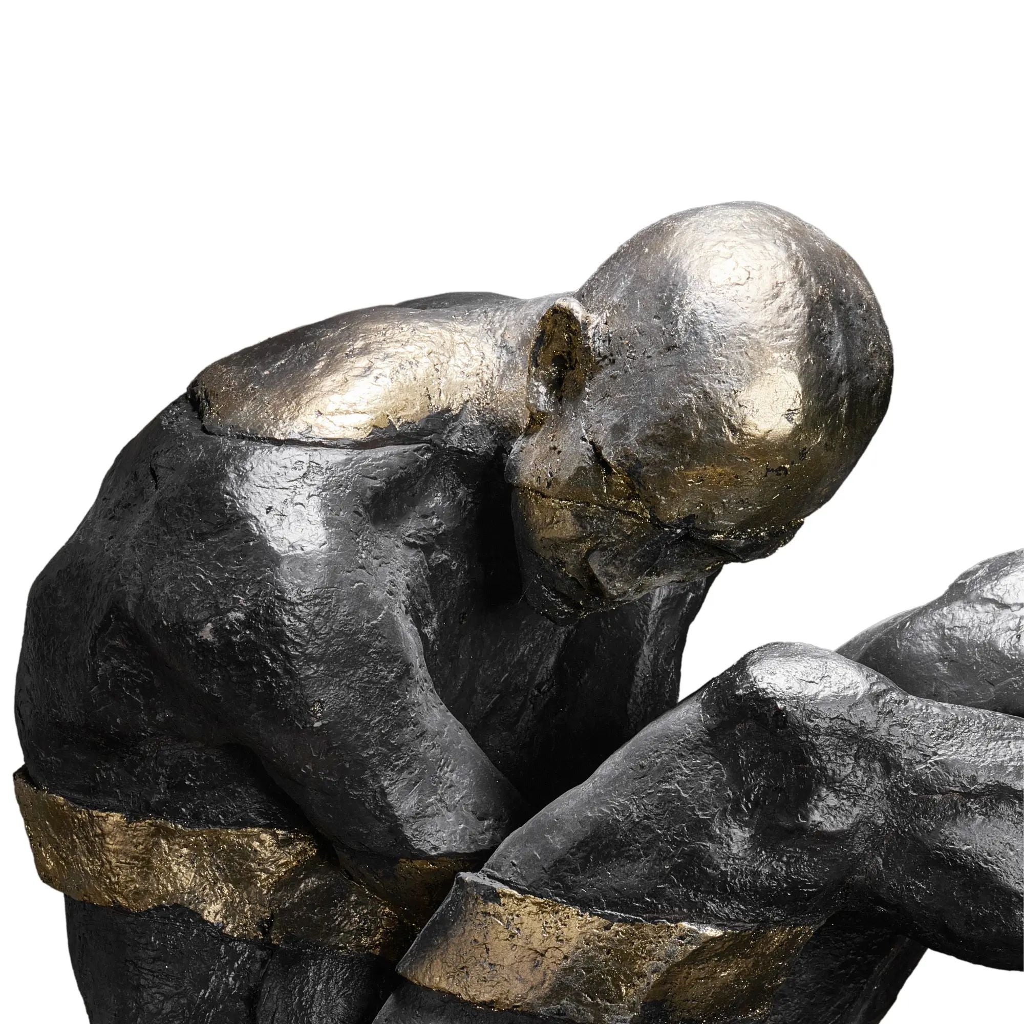 Kunststein-Skulptur - gebeugte Menschenfigur - Kunststein auf Sockel Human Arc Schwarz