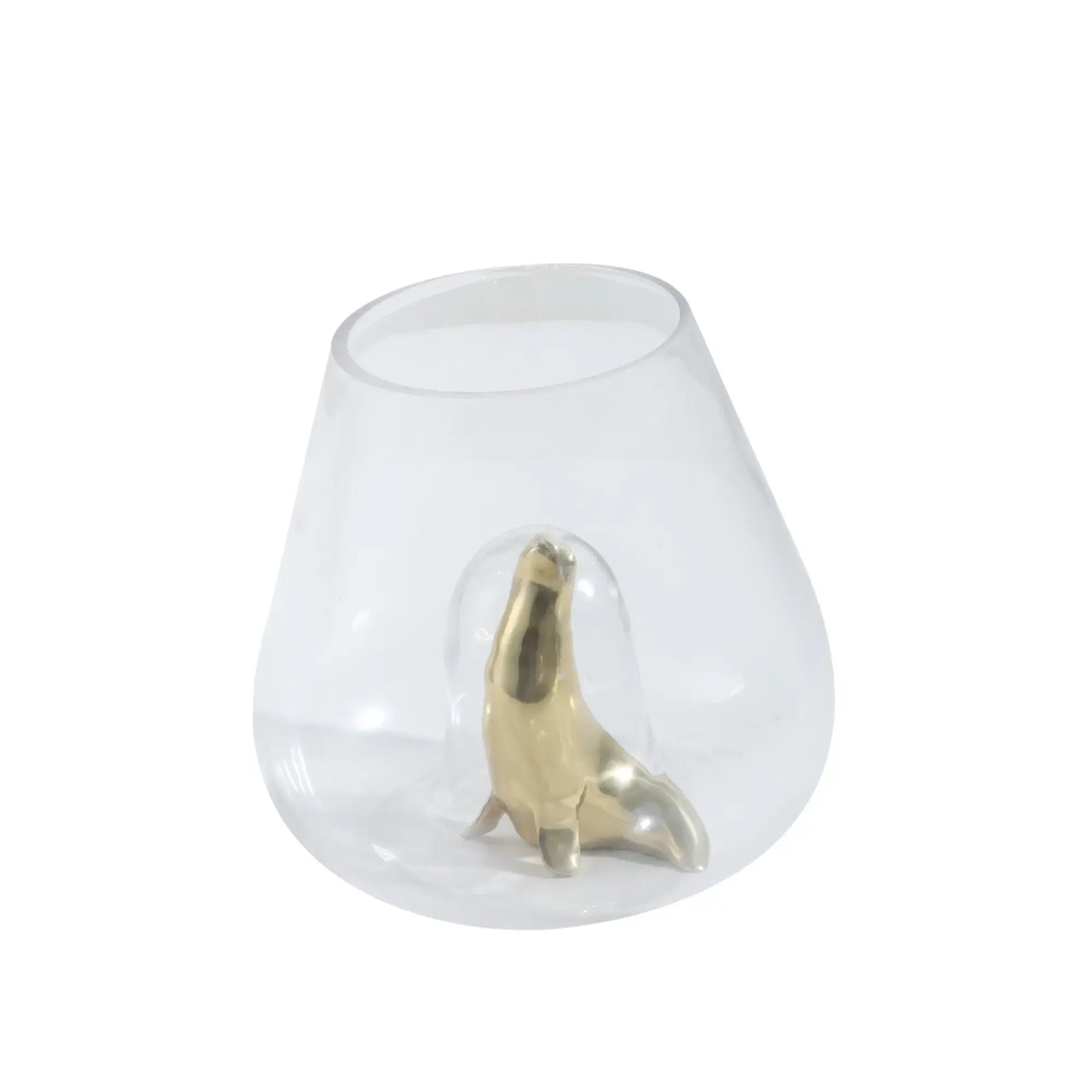Glasvase - zum Dekorieren - Glas Aufbewahrung, Runde große Dekovase Sea Lion