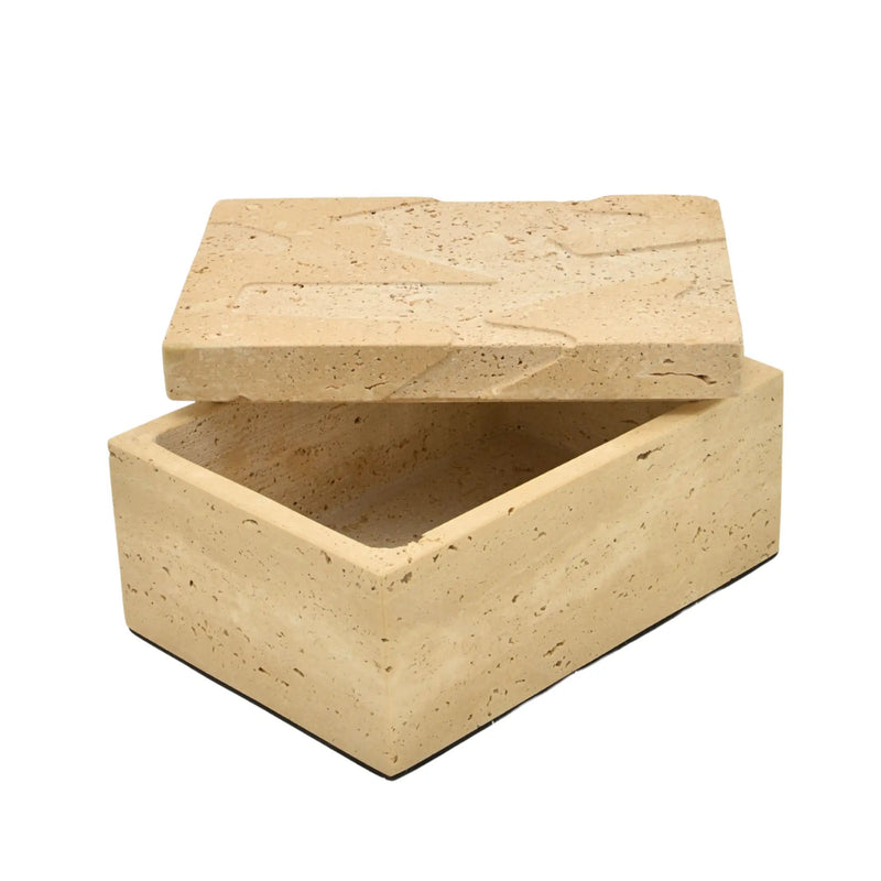 Aufbewahrungsbox - Schmuckdose aus Naturstein - Minimalistische Steinbox Boîte Travertin Épure