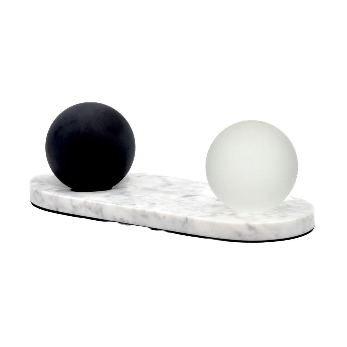 Dekoobjekt - Tablett mit Kugeln Carrara-Marmor – Dekoplatte – Designtablett Equilibrio
