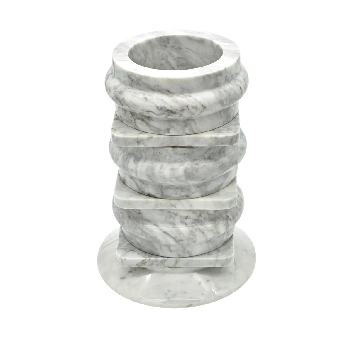 Marmorvase - hohe Steinvase - schwere runde Dekovase Fortaleza Gris