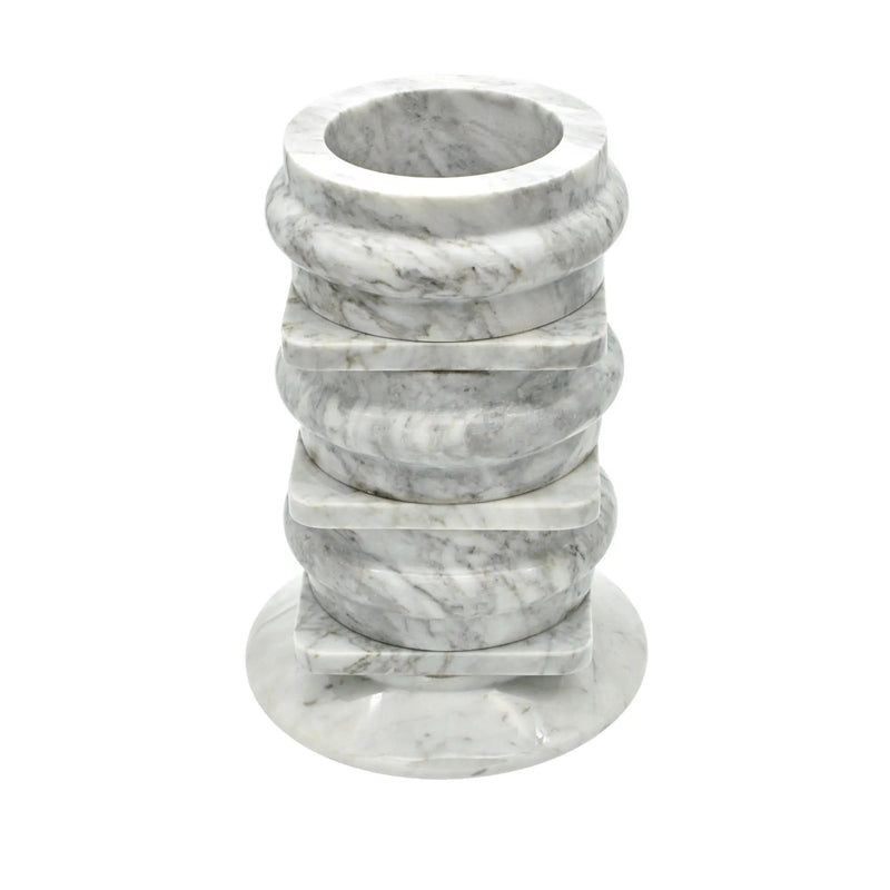 Marmorvase - hohe Steinvase - schwere runde Dekovase Fortaleza Gris