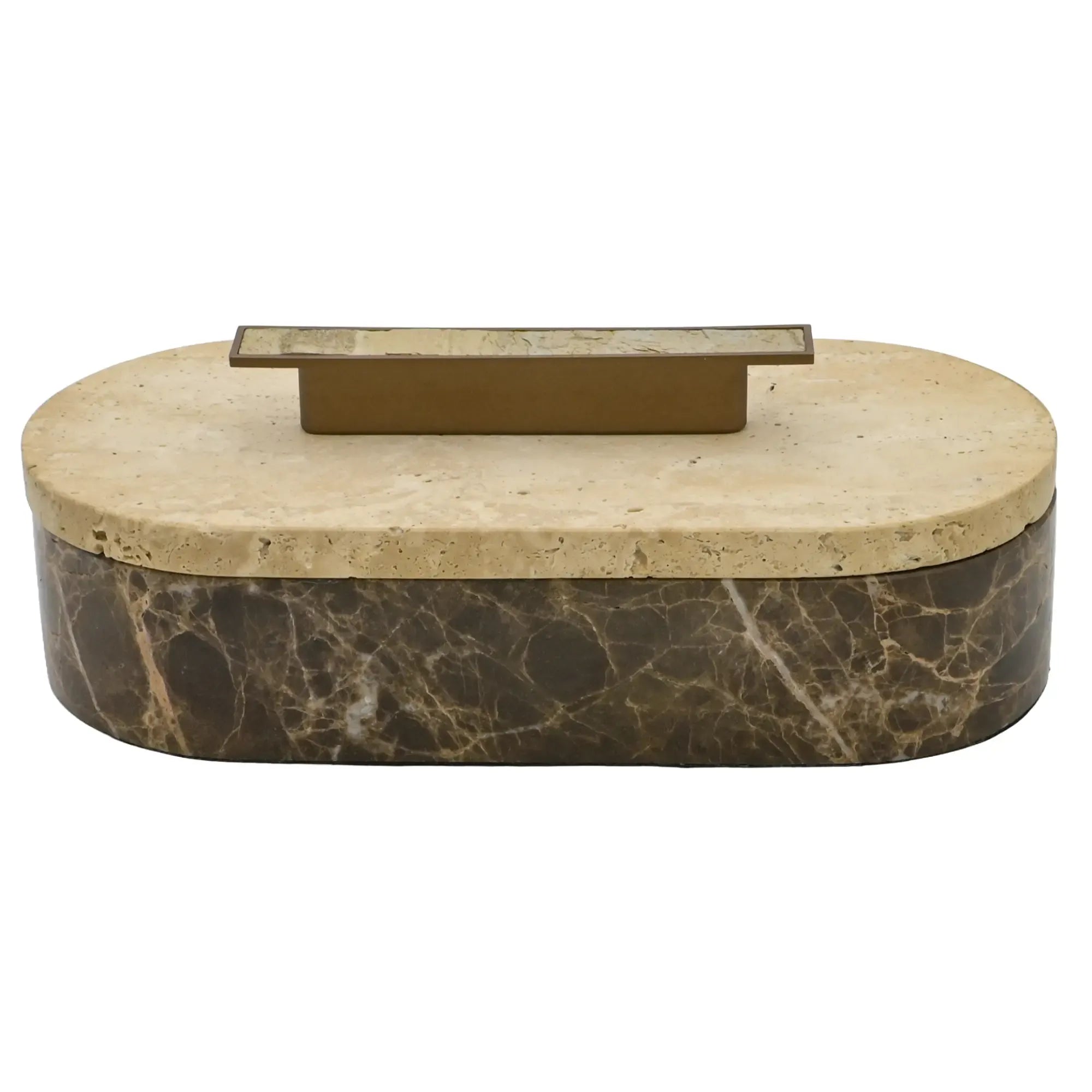 Marmordose - oval mit Deckel - Marmor-Schmuckkästchen schöne Box Roma Duo Klein