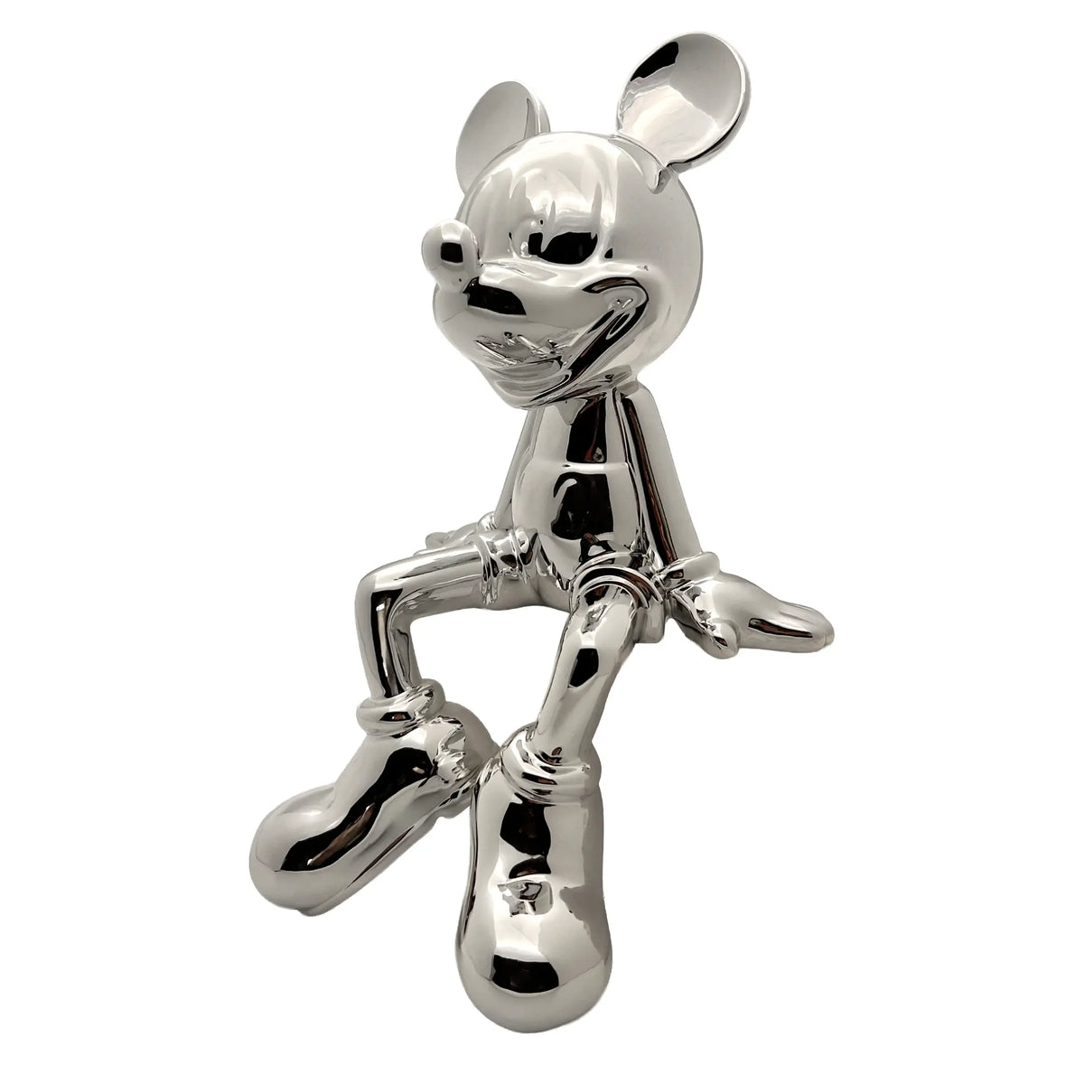 Deko Mickey Mouse (Micky Maus) Zeichentrickfigur - Große silbener glänzender Figur - Sammlerstück - Designer Tischdeko - Dekoobjekt