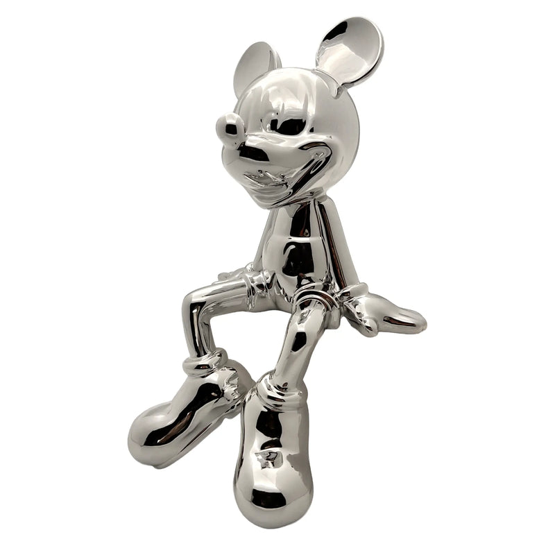 Deko Mickey Mouse (Micky Maus) Zeichentrickfigur - Große silbener glänzender Figur - Sammlerstück - Designer Tischdeko - Dekoobjekt