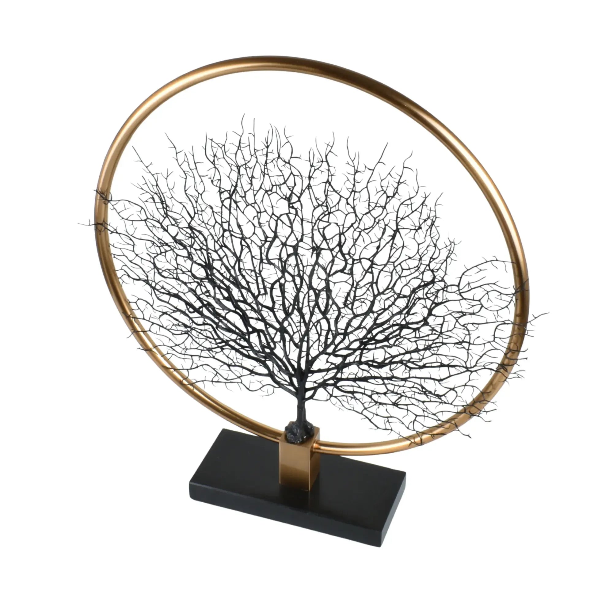 Dekoobjekt - Rund auf Marmorfuß - Edle Deko- Baumskulptur Goldring Zauberbaum Default Title