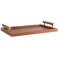 Serviertablett - Kunstleder Tablett mit Halterung Servierhelfer Cognac Leder Aurea