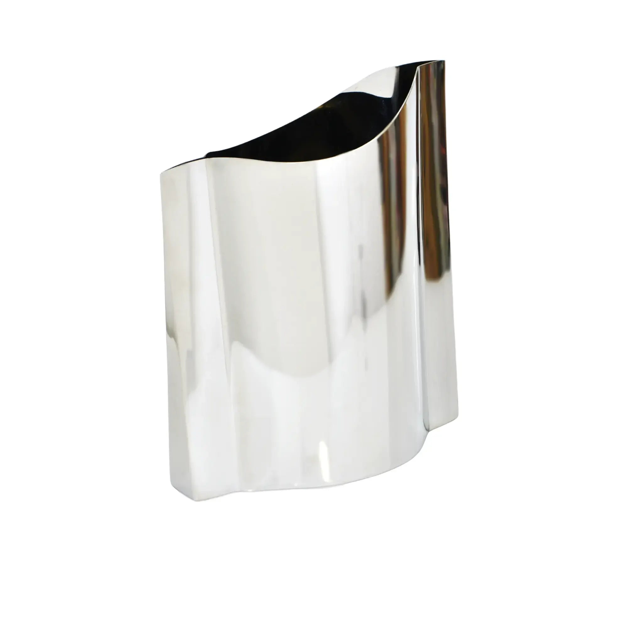 Edelstahlvase - glänzend poliert - Blumenvase Wellenform Mirra Klein