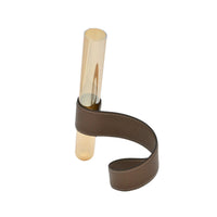 Vase - Reagenzglas Optik mit Leder - Blumengefäß Minimalistische Röhrenform Aurea Cintura