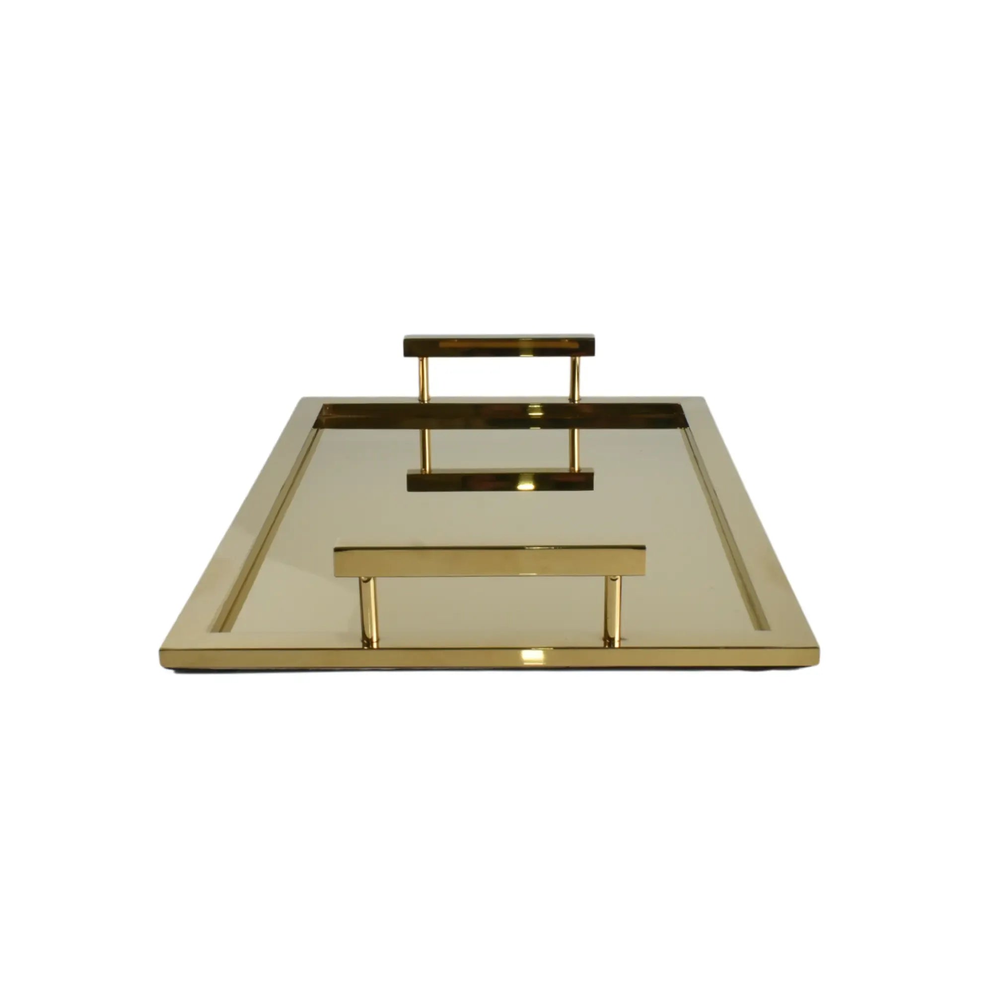 Serviertablett - mit Griff Gold - Edles Tragetablett rechteckig Glatis