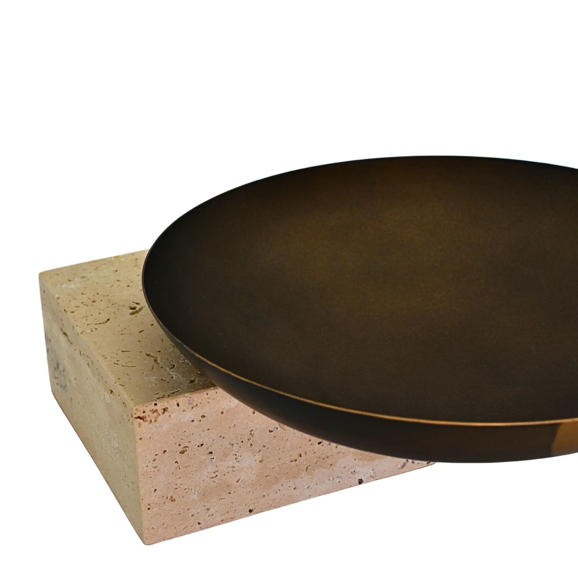 Runde-Schale - mit Travertinsockel - Unikale Dekoschale bronze Obstschale Romano Default Title