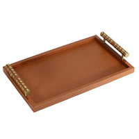 Serviertablett - Kunstleder Tablett mit Halterung Servierhelfer Cognac Leder Aurea