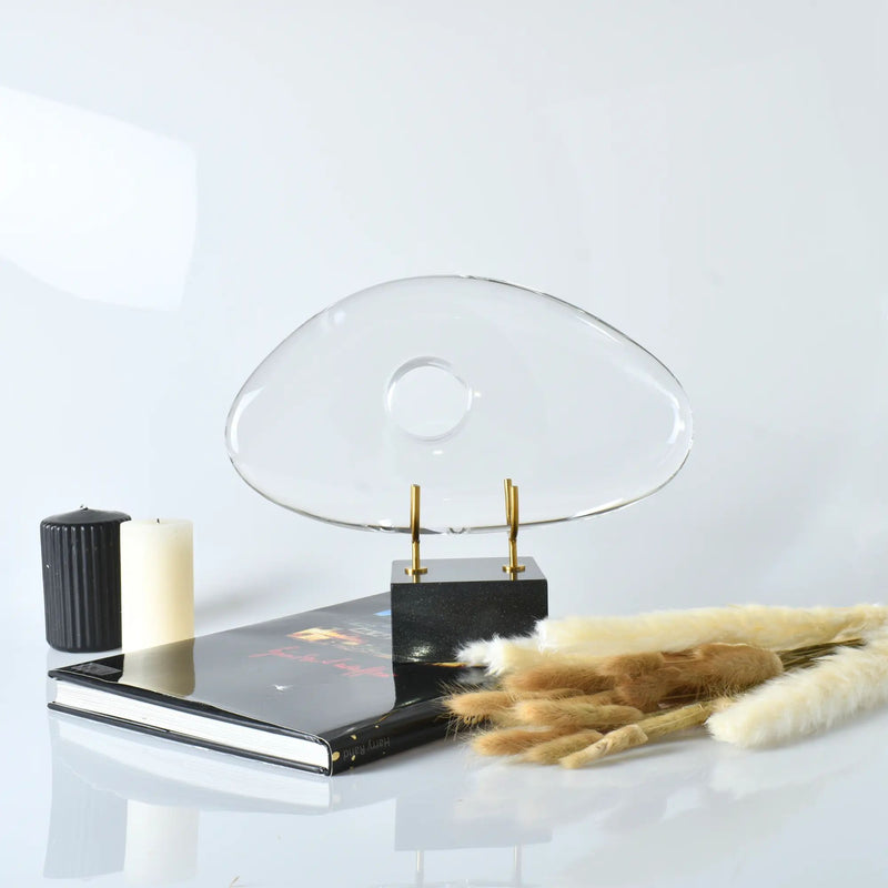 Dekoobjekt - Glaskunst auf Marmor - Glasfigur Abstrakt Designobjekt organisch Nuvole