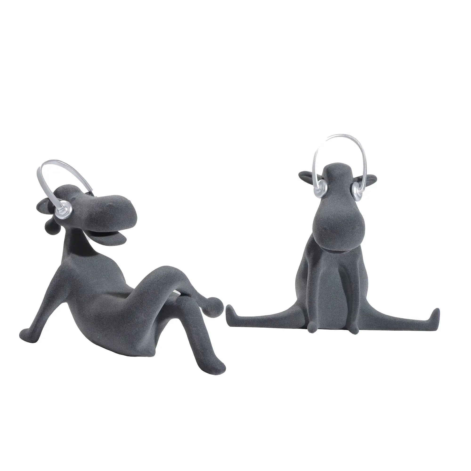 Samtfigur - Nilpferd Kopfhörer - Coole Dekofigur Humorvolles Deko-Objekt Velvet Groove