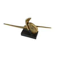 Dekoobjekt - auf Marmorsockel - Goldenes Kunstobjekt Dekorationfigur Abstrakt Momentum