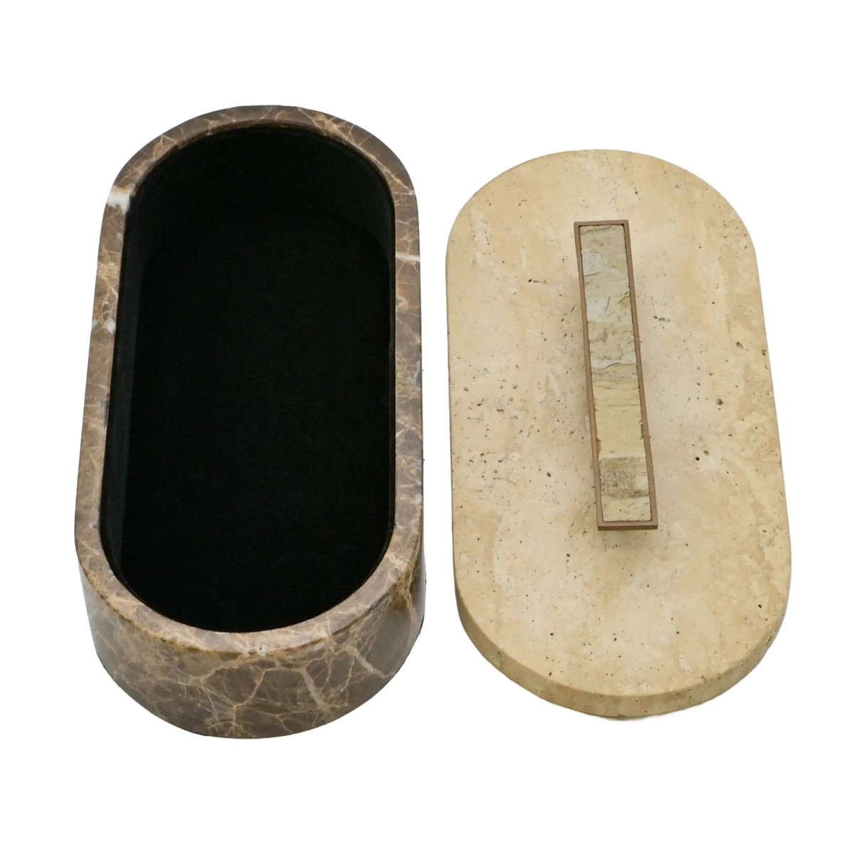 Marmordose - oval mit Deckel - Marmor-Schmuckkästchen schöne Box Roma Duo