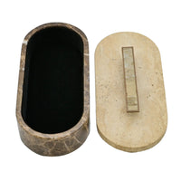 Marmordose - oval mit Deckel - Marmor-Schmuckkästchen schöne Box Roma Duo
