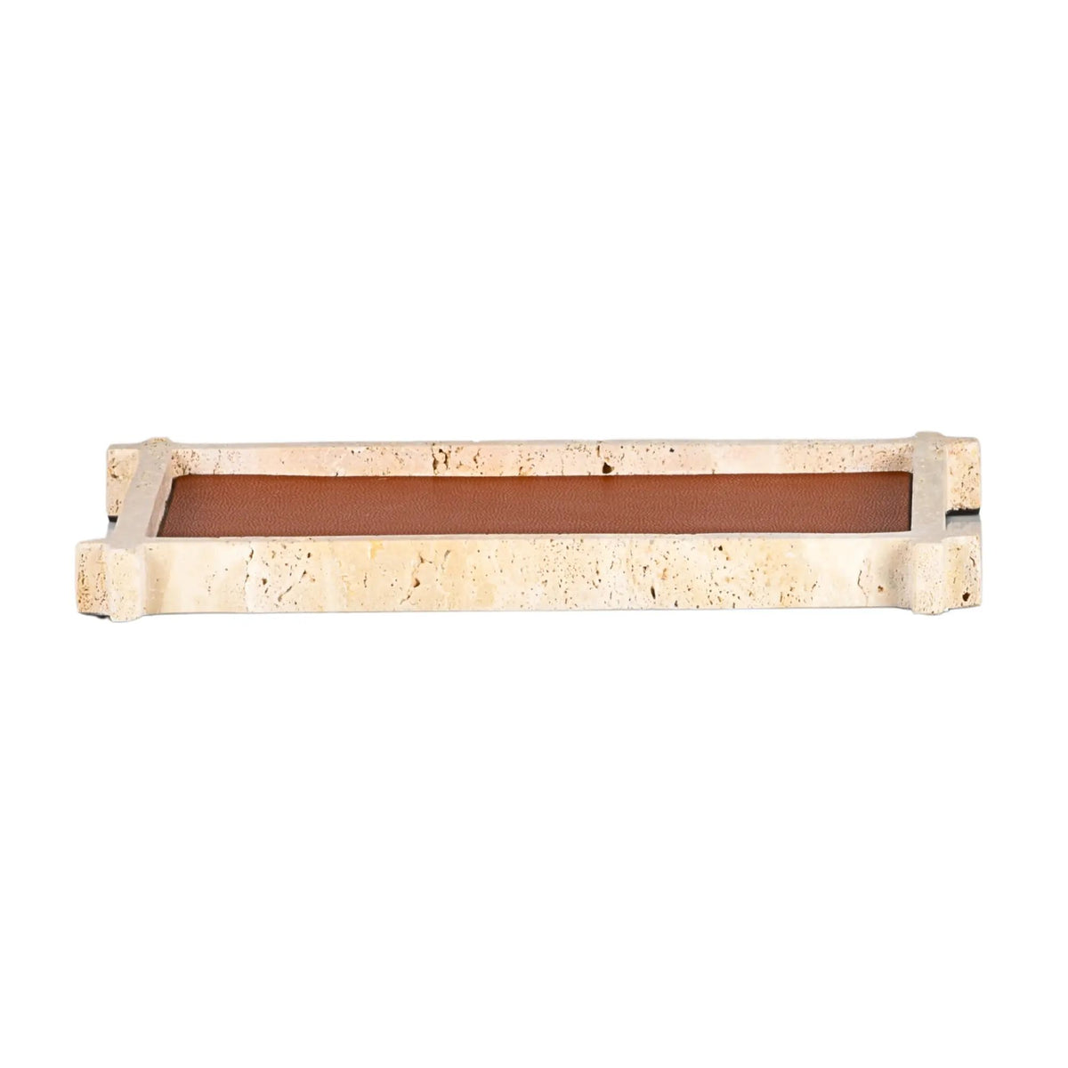 Marmortablett - Elegantes Servier- und Ablagetablett Travertino Cuir Quadrato