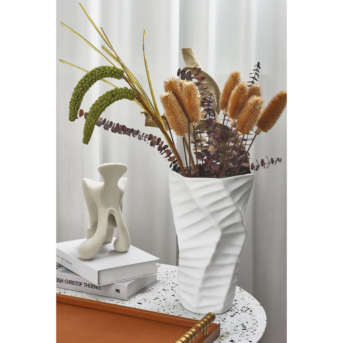 Tischvase - Keramikoptik - Große Standvase Struktur Wellenvase Vasi Duo