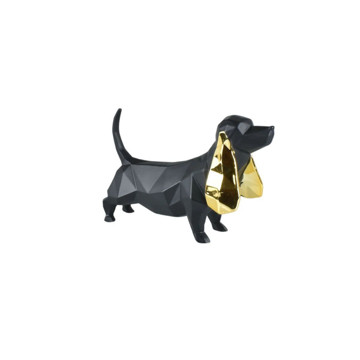 Tierfigur - Dackel - Hundfigur eckig mit Gold oder Roten ohren Teckel