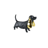 Tierfigur - Dackel - Hundfigur eckig mit Gold oder Roten ohren Teckel