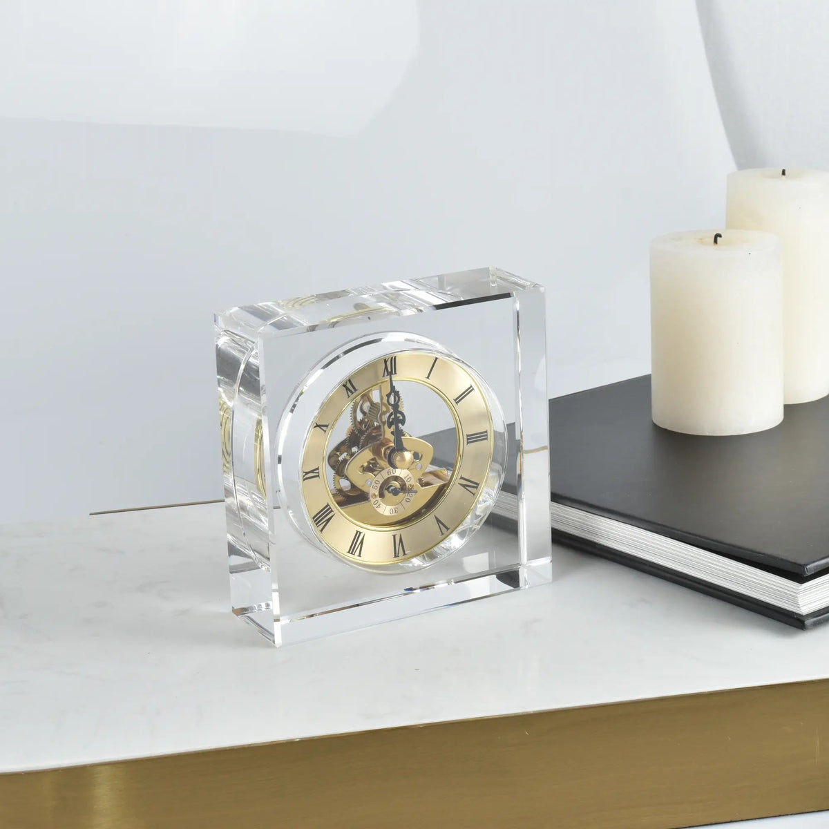 Deko-Tischuhr - klassisch - Standuhr transparent Kristalluhr Nobilis
