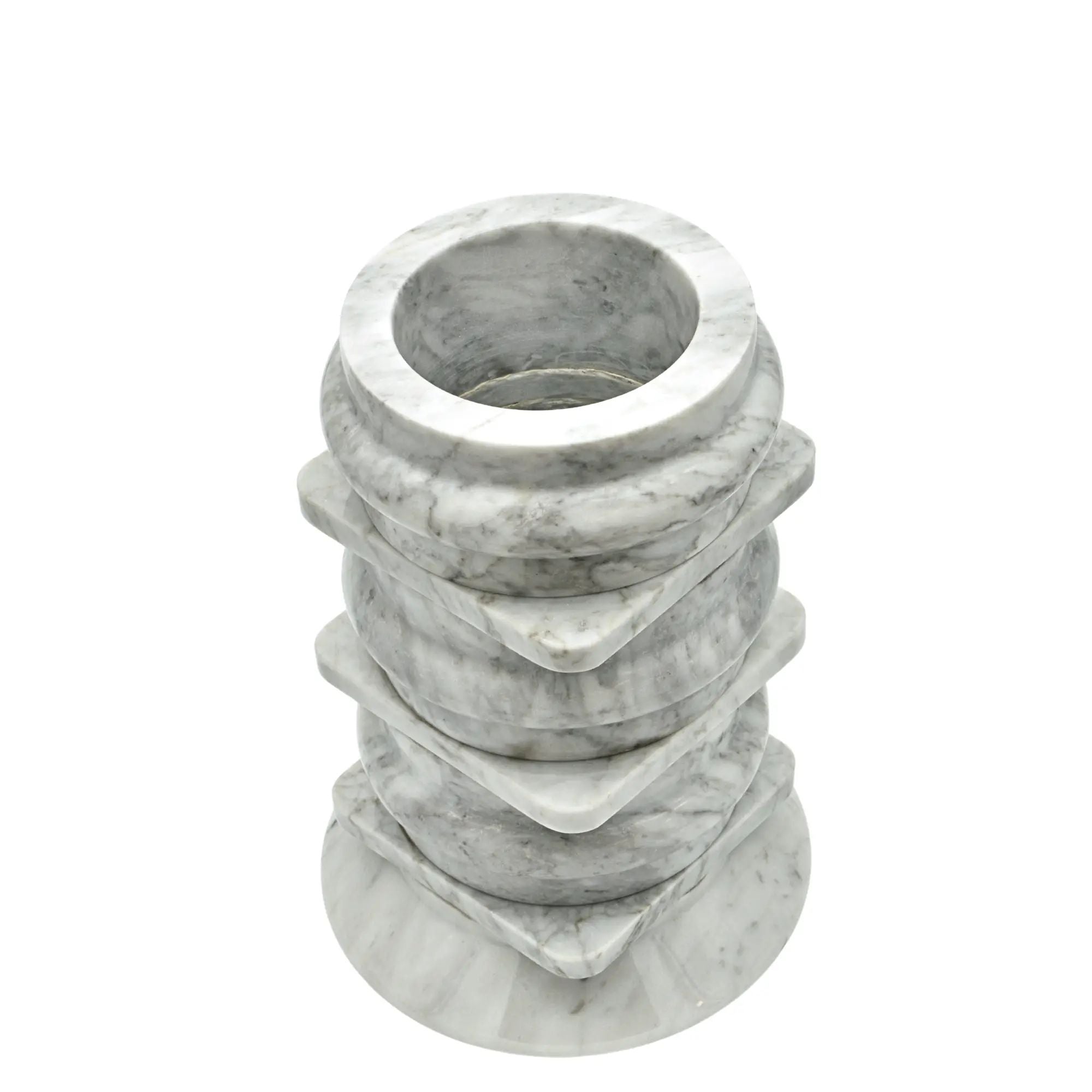Marmorvase - hohe Steinvase - schwere runde Dekovase Fortaleza Gris Grau