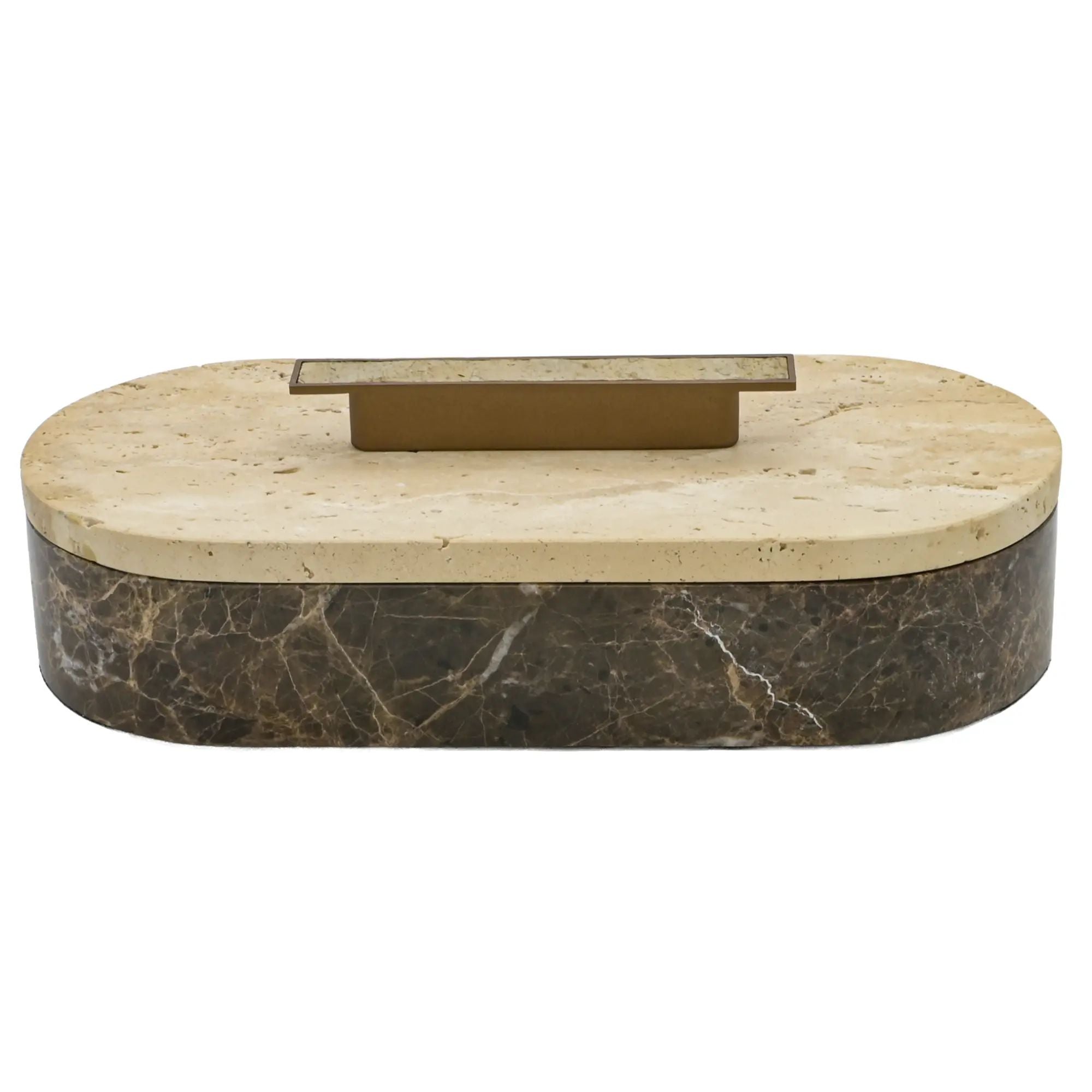 Marmordose - oval mit Deckel - Marmor-Schmuckkästchen schöne Box Roma Duo Groß
