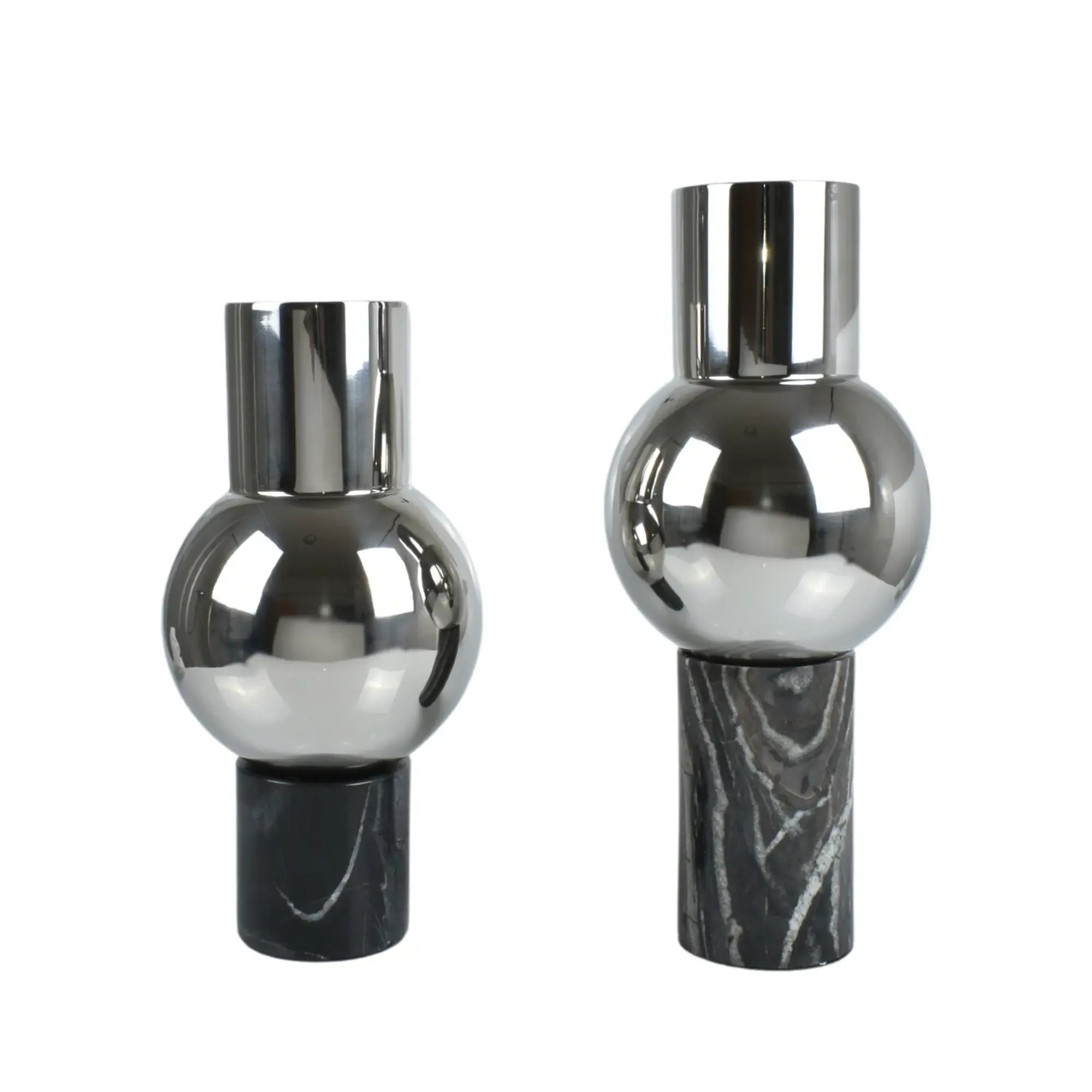 Vase - mit Marmorgestell - Runde Tischvase Edelstahlvase Fatroly