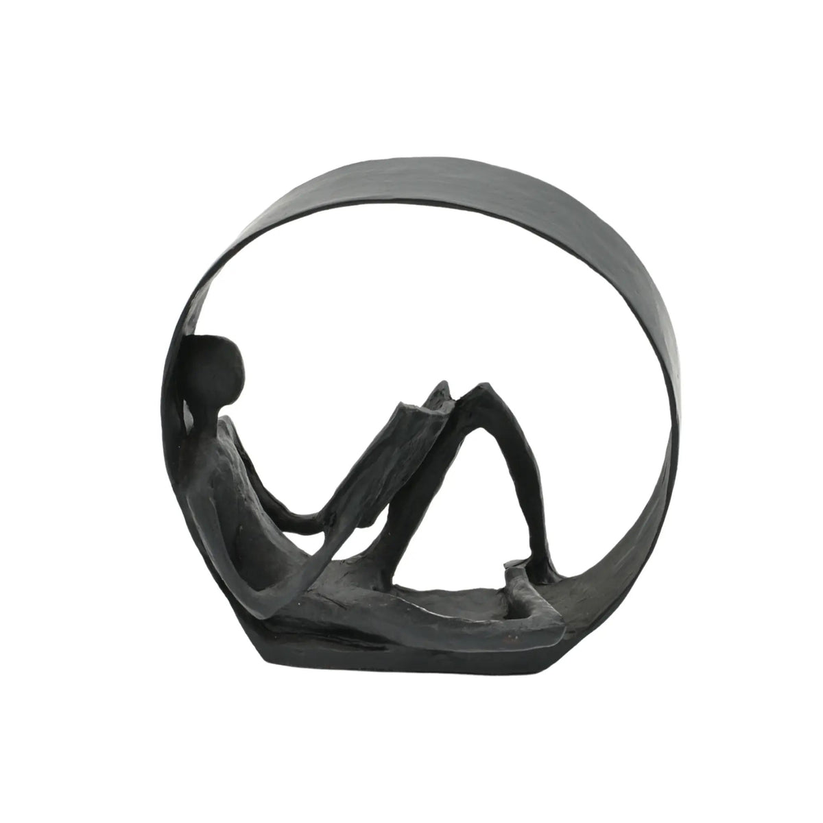 Dekofigur - Skulptur Puristische Kreisfigur Lesender im Ring Orbis Lectio
