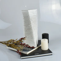 Dekoobjekt - 3D Wellen-turmform - Abstraktes Deko-Objekt Säule Betonoptik Torre Strata