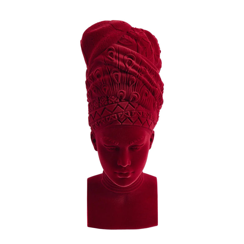 Samtdeko - Damenkopf Büste - Samt-Figur rote Deko-Figur Adeola