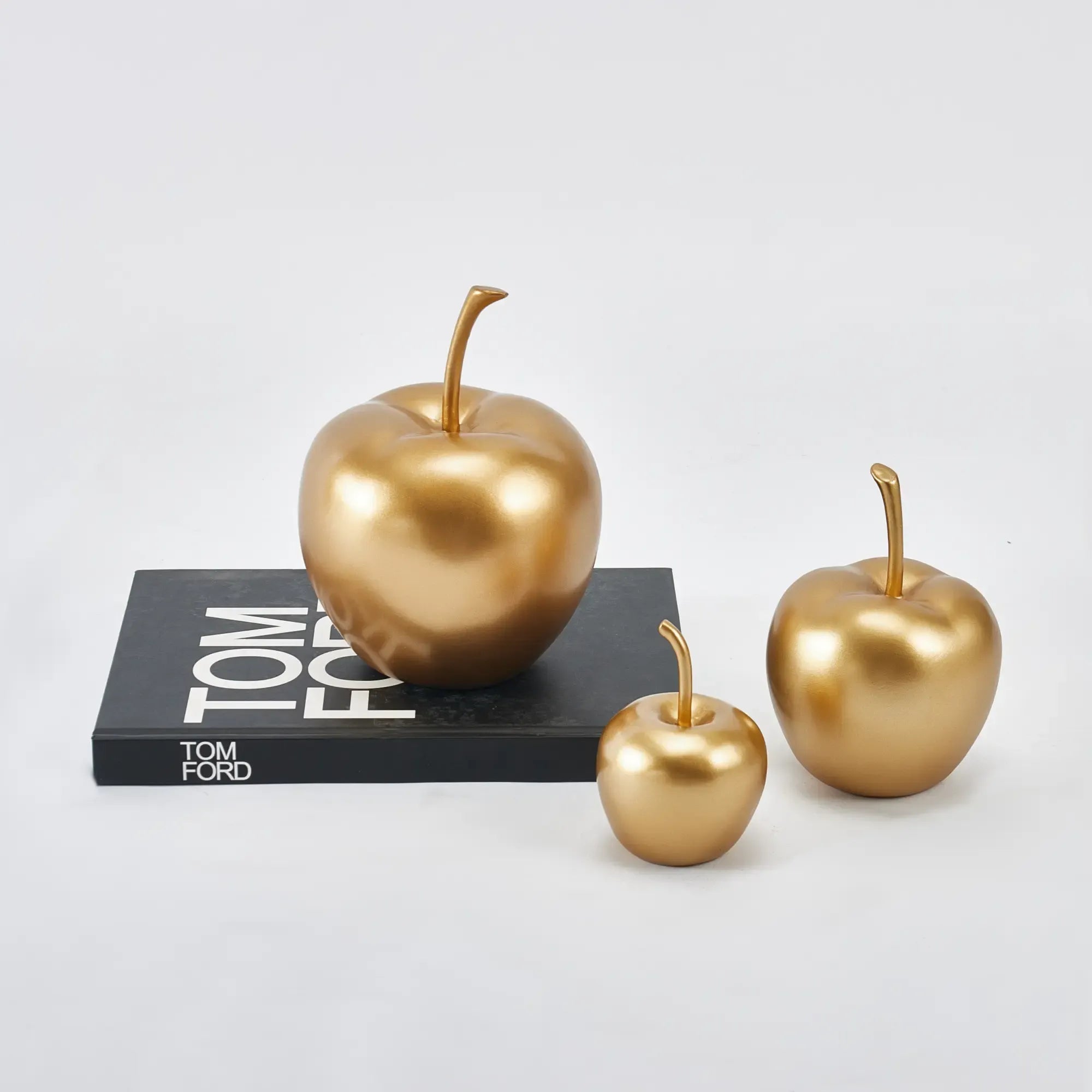Dekoobjekt - Goldene Apfelfigur SET - Skulpturale Tischdeko Goldapfel-Set Pomme d’Or Default Title