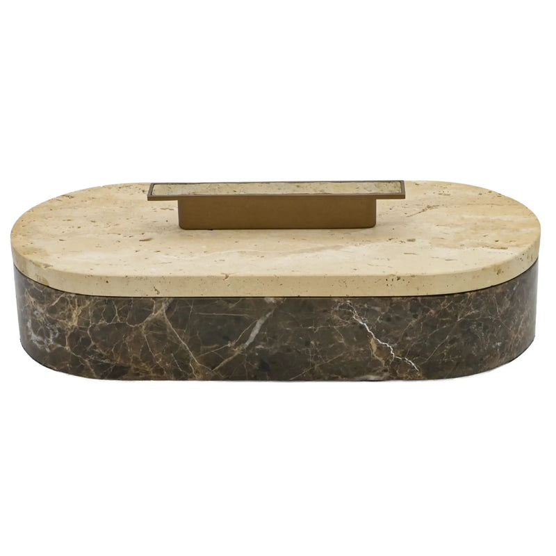 Marmordose - oval mit Deckel - Marmor-Schmuckkästchen schöne Box Roma Duo