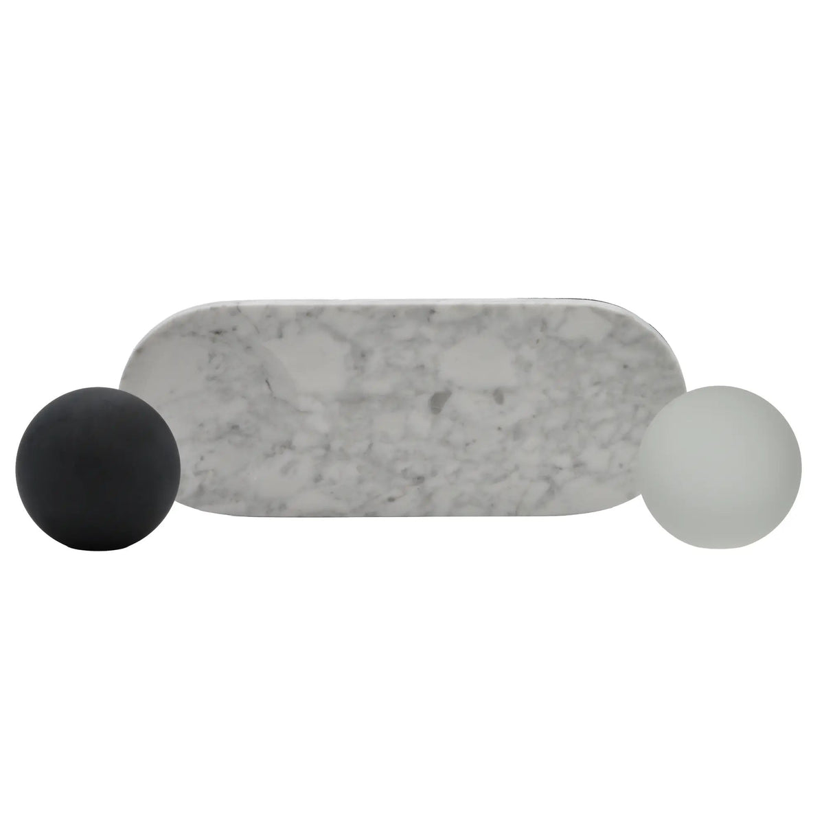 Dekoobjekt - Tablett mit Kugeln Carrara-Marmor – Dekoplatte – Designtablett Equilibrio