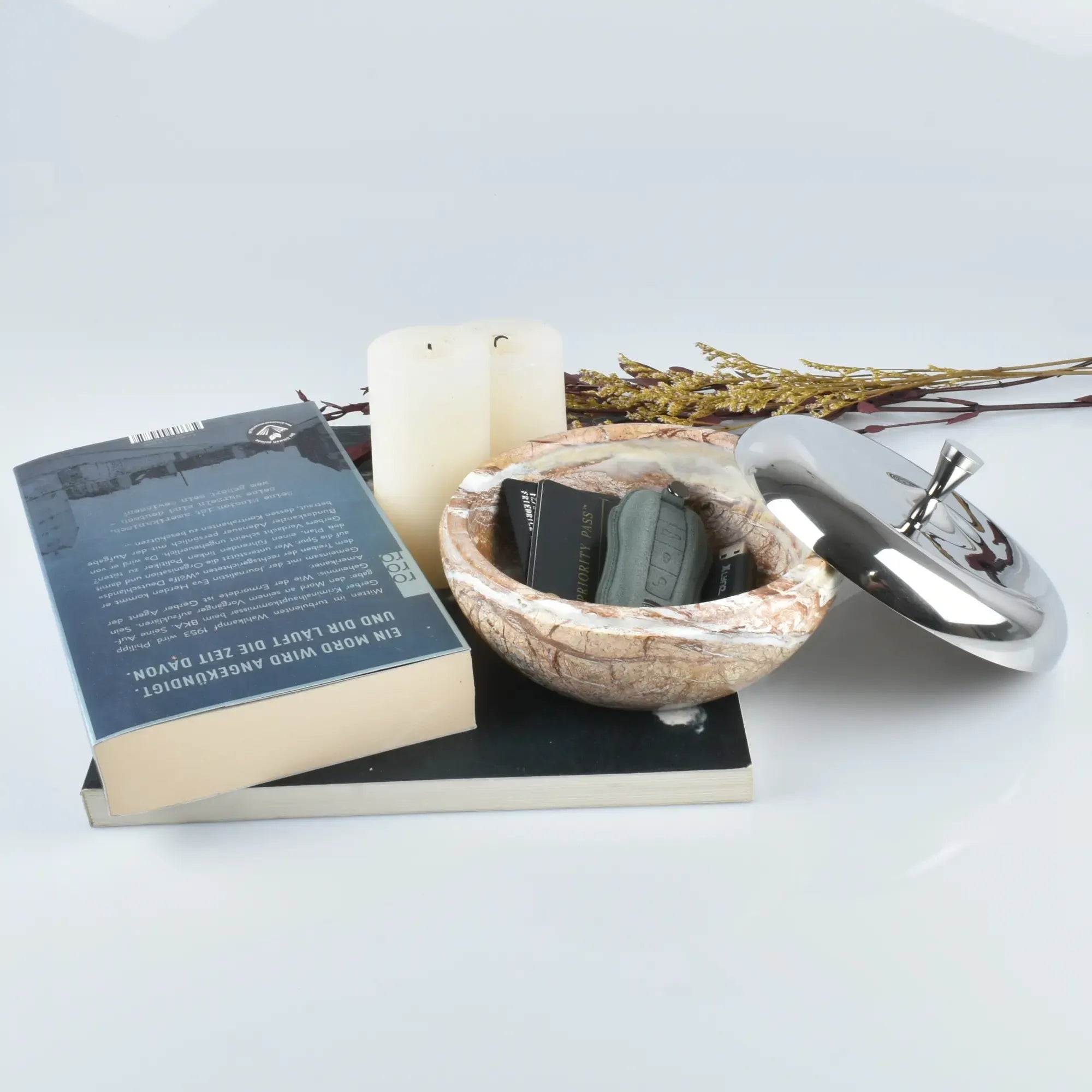 Aufbewahrungsschale - mit Deckel - Runde Marmorschale Schmuckdose Lunar Orb Default Title