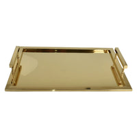 Serviertablett - mit Griff Gold - Edles Tragetablett rechteckig Glatis
