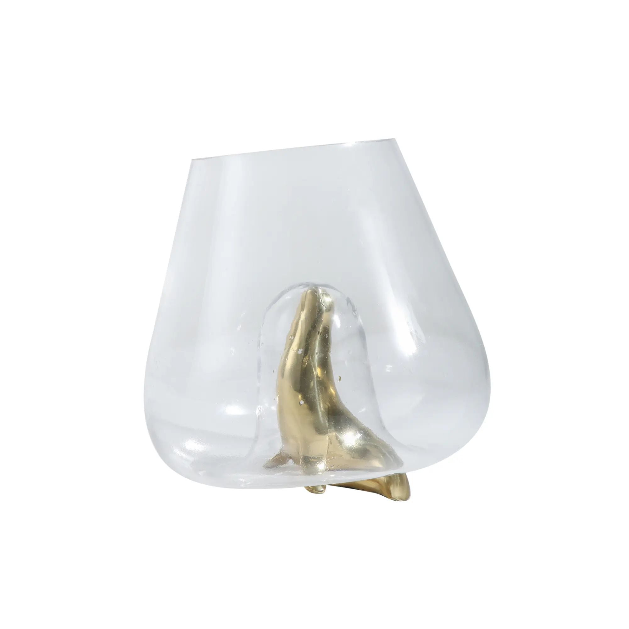 Glasvase - für Dekoration - Glas Gefäss, Runde große Deko Vase Sea Lion Default Title